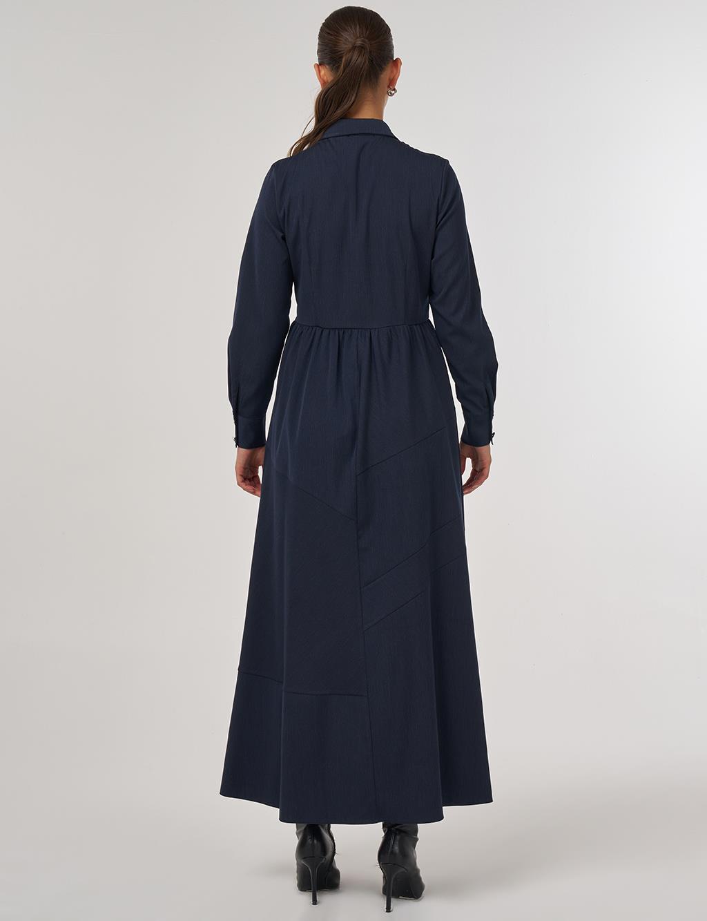  Buttoned Maxi Dress Navy Blue