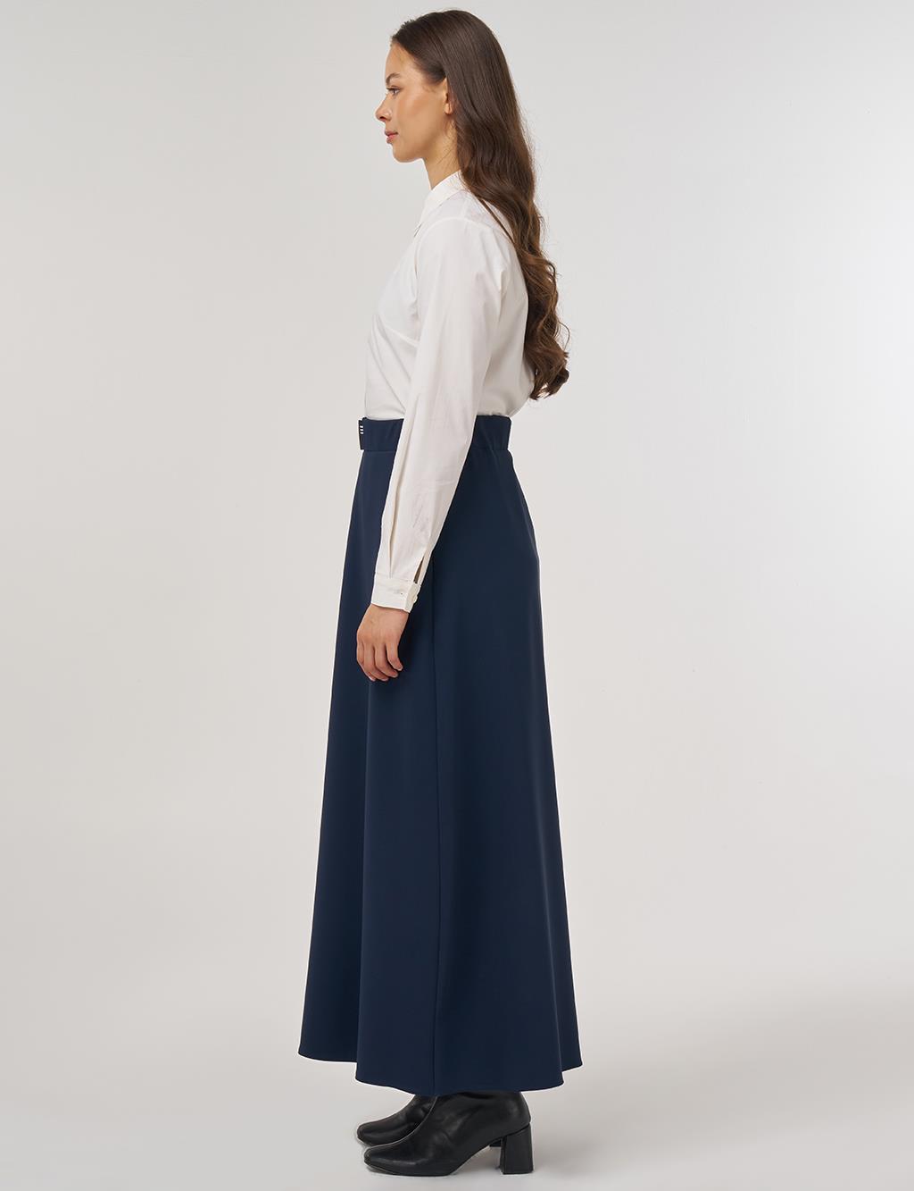 Belt Loop Detail Skirt Dark Navy