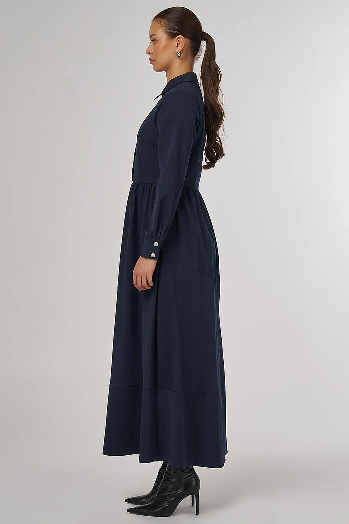  Buttoned Maxi Dress Navy Blue