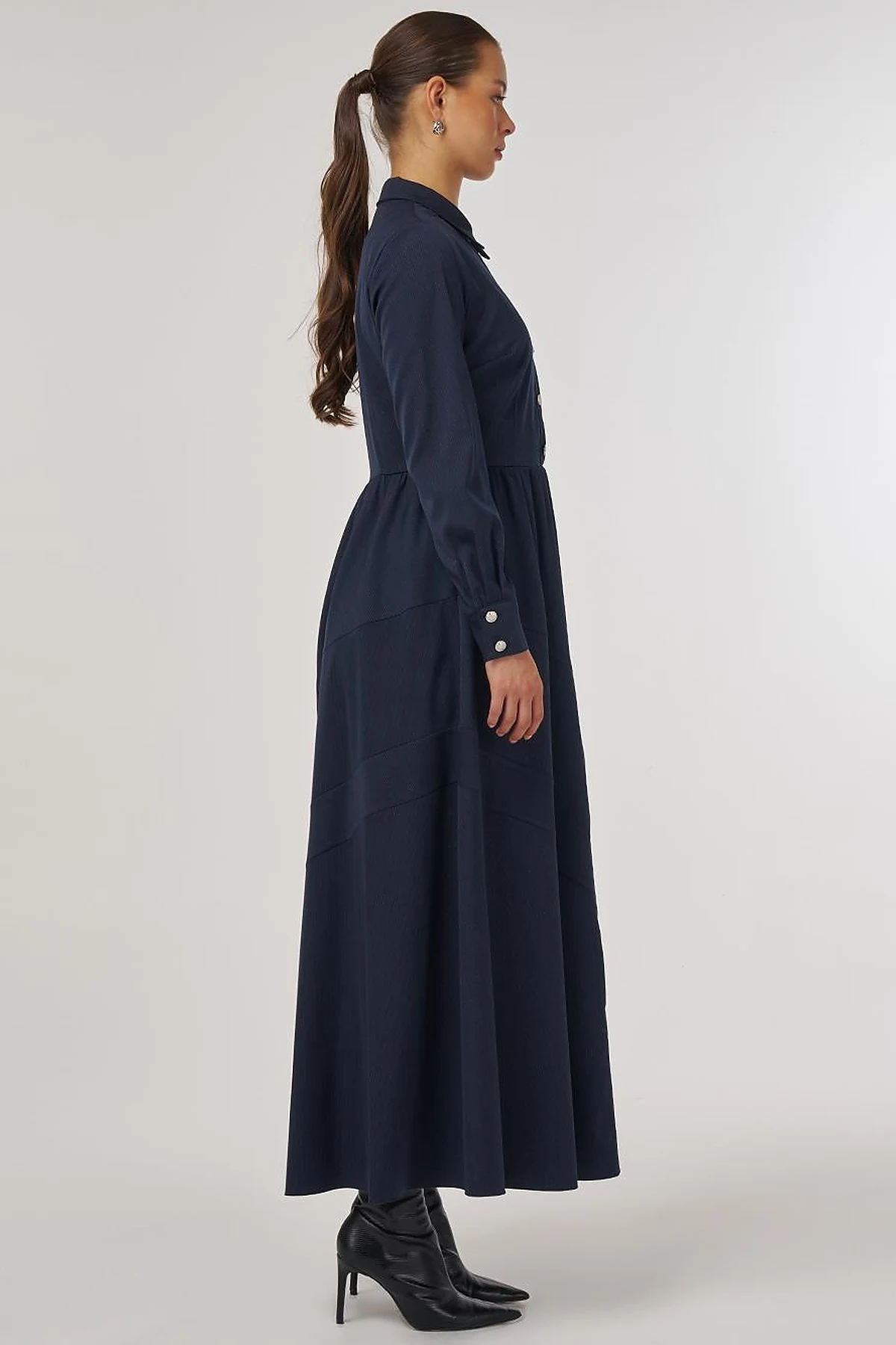  Buttoned Maxi Dress Navy Blue