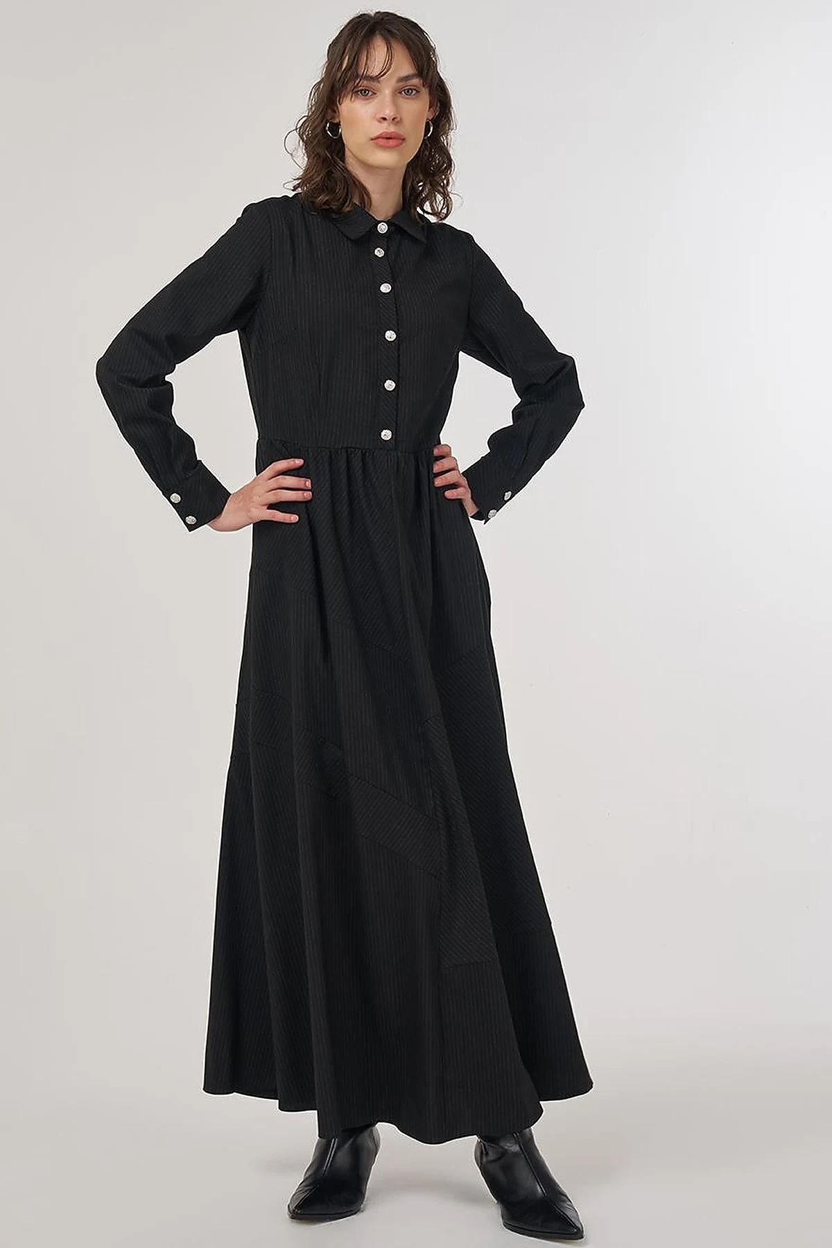 Buttoned Maxi Dress Black