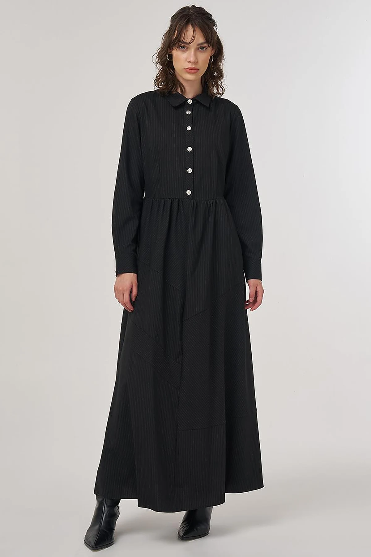 Buttoned Maxi Dress Black