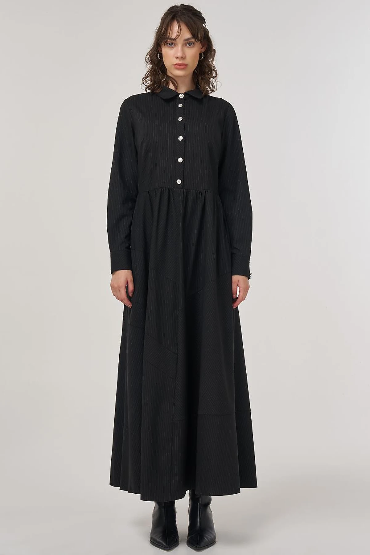 Buttoned Maxi Dress Black
