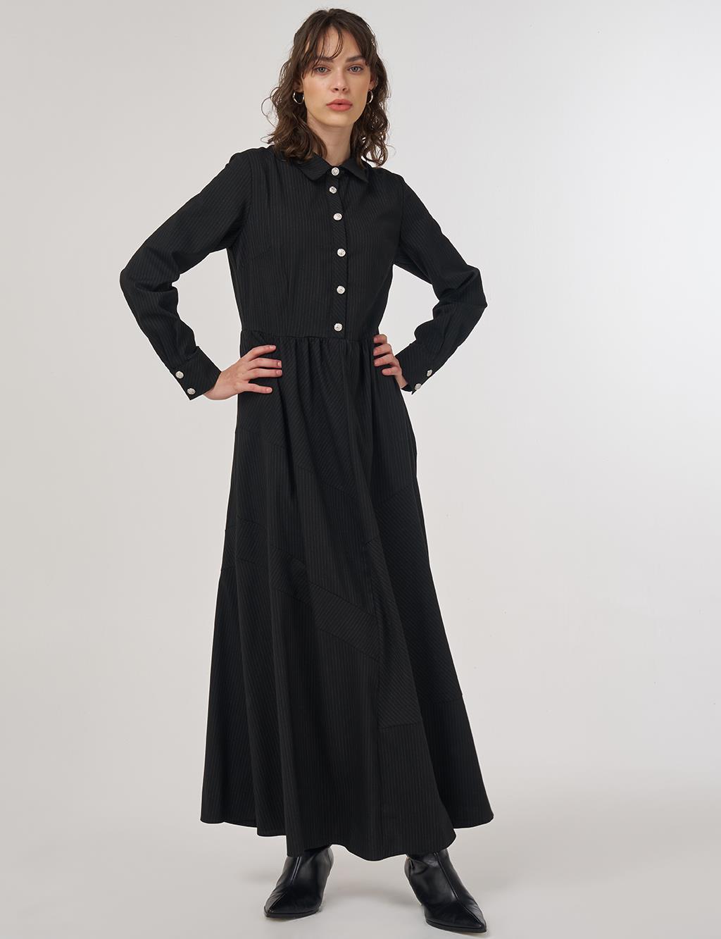 Buttoned Maxi Dress Black