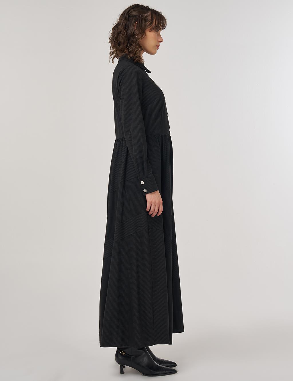 Buttoned Maxi Dress Black