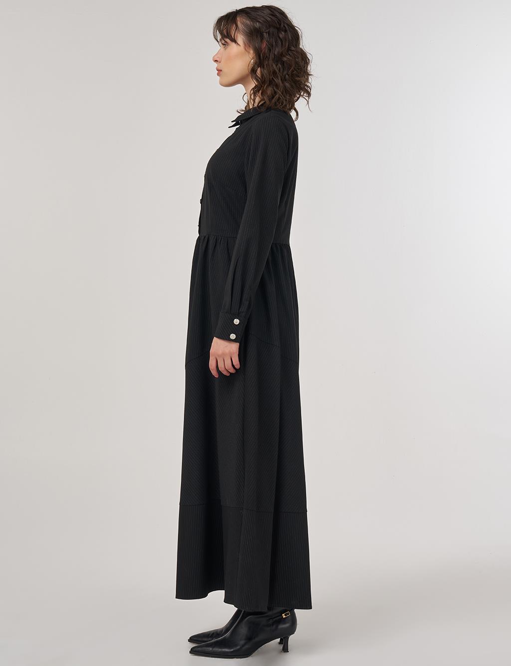 Buttoned Maxi Dress Black