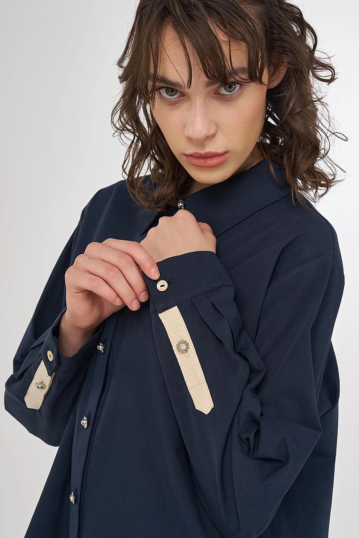 100% Cotton Drawstring Tunic Dark Navy Blue