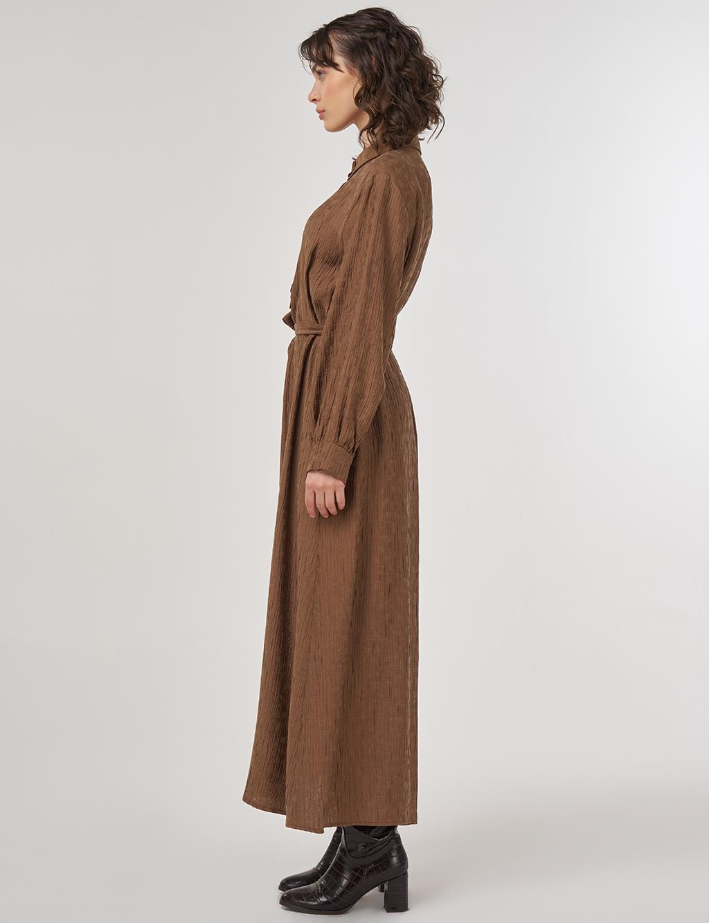 Lyocell Dress with Belt Detail in Dark Olive