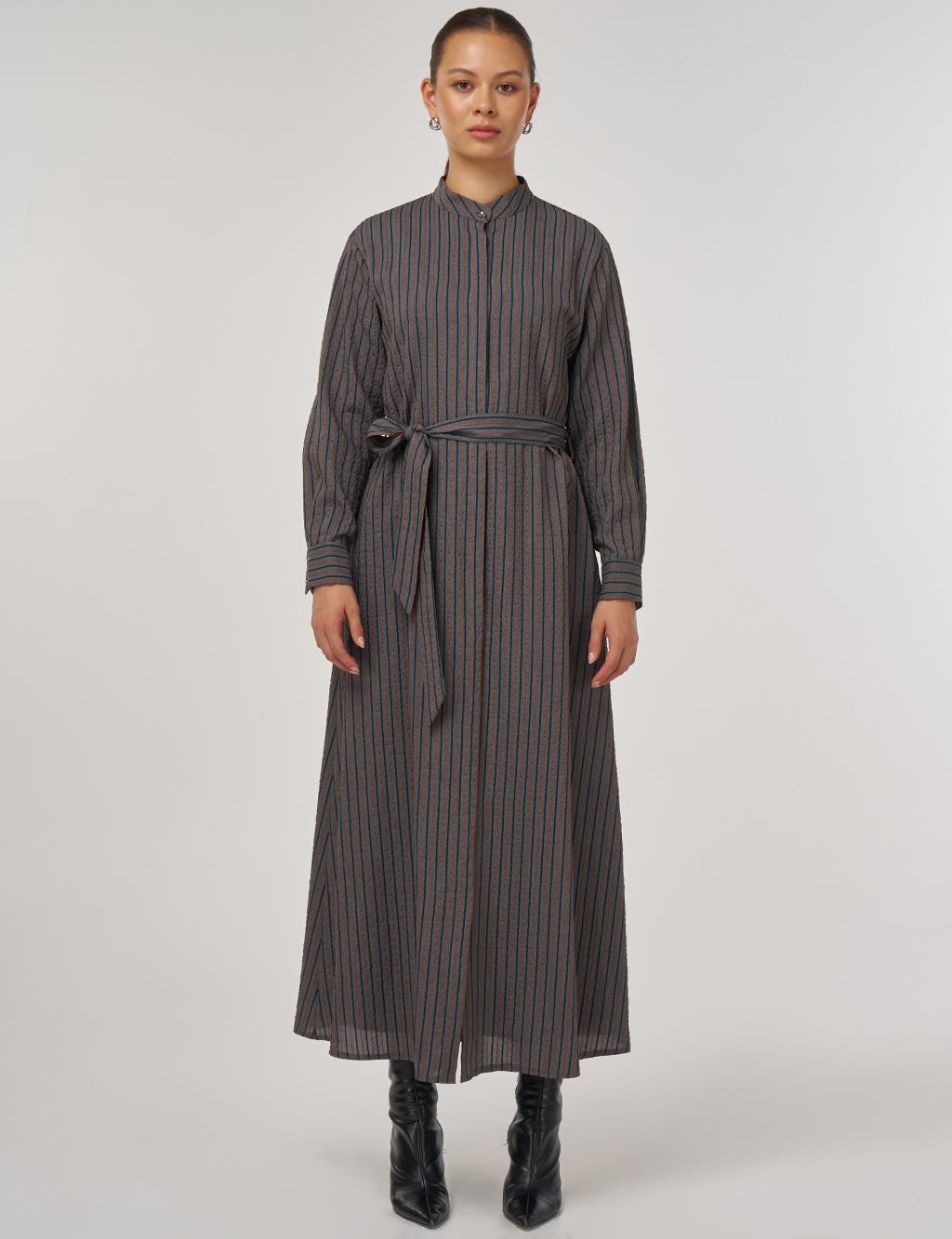 Belted Viscose Dress in Tile