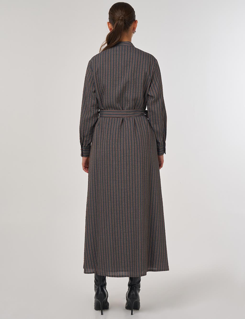 Belted Viscose Dress in Tile