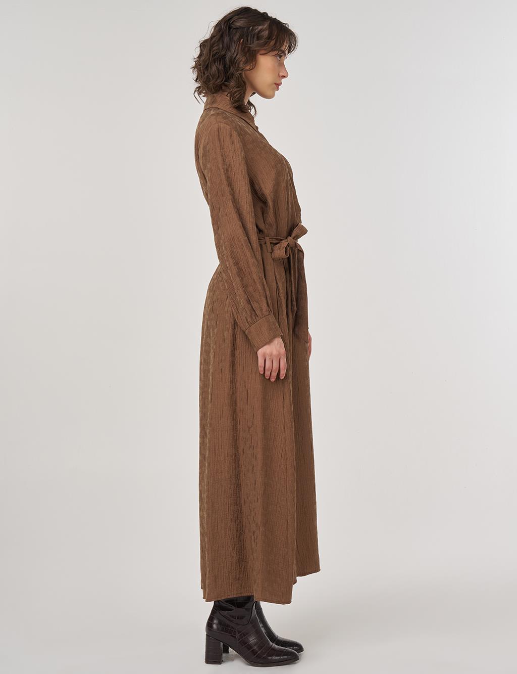 Lyocell Dress with Belt Detail in Dark Olive
