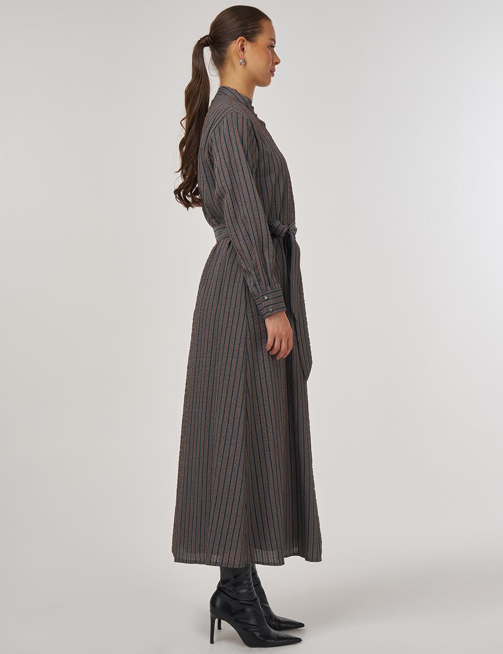 Belted Viscose Dress in Tile