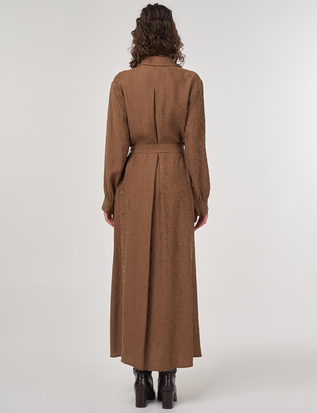 Lyocell Dress with Belt Detail in Dark Olive