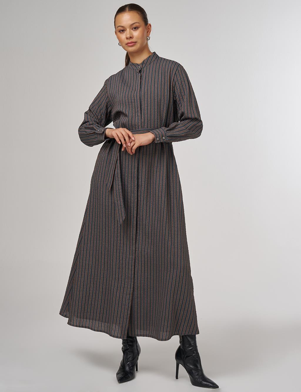 Belted Viscose Dress in Tile