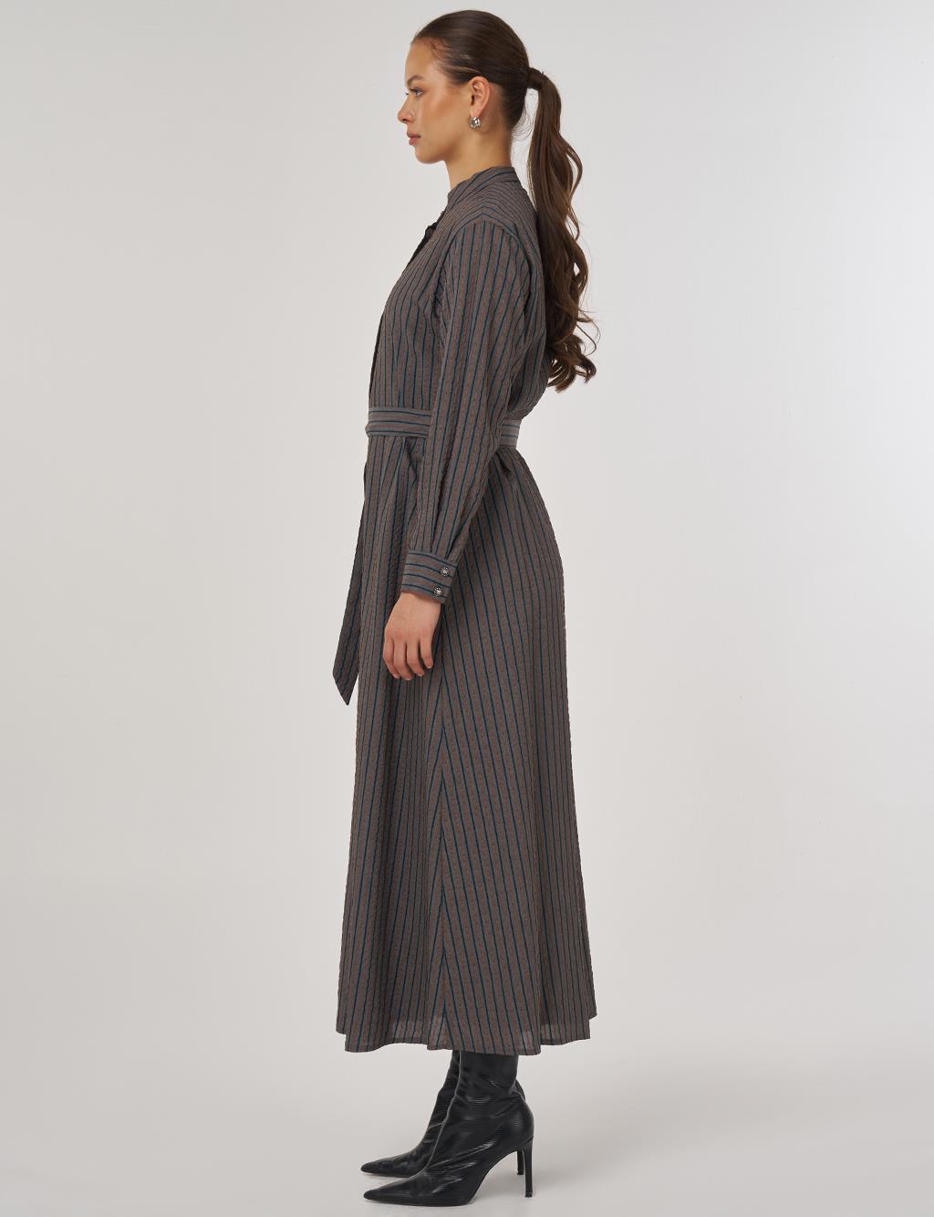 Belted Viscose Dress in Tile