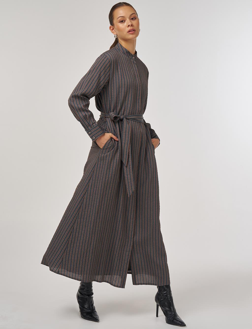 Belted Viscose Dress in Tile