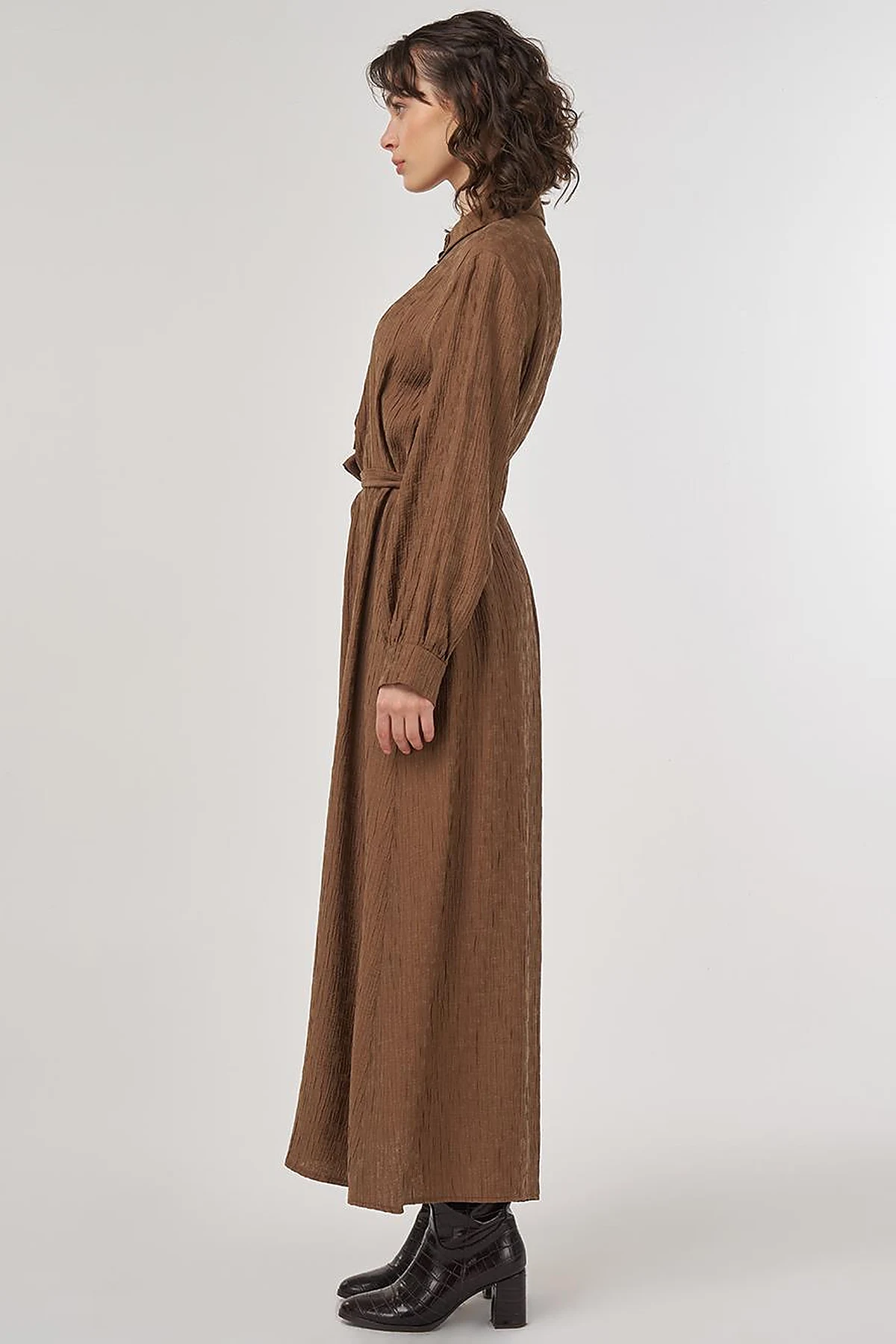 Belted Lyocell Dress Dark Olive
