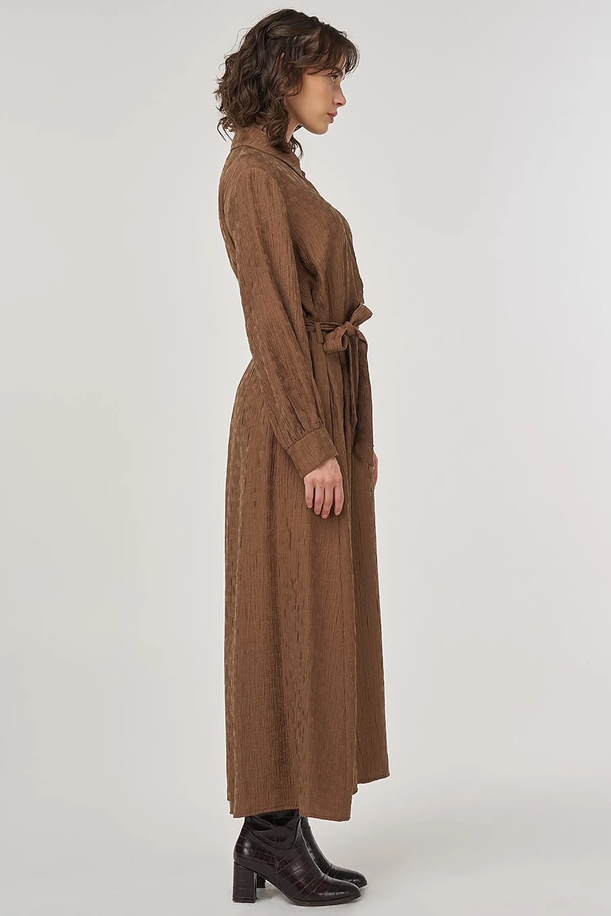 Belted Lyocell Dress Dark Olive