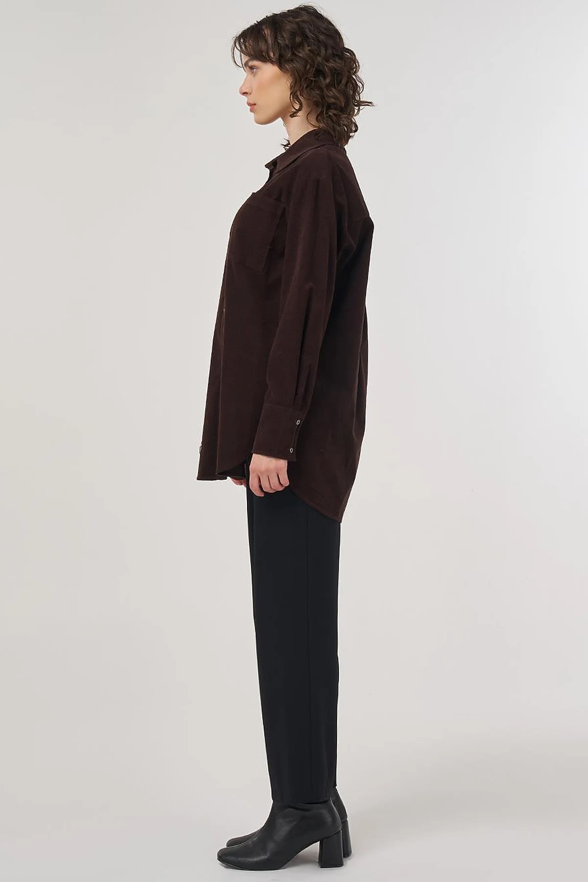 Velvet Tunic with Chain Detail in Coffee