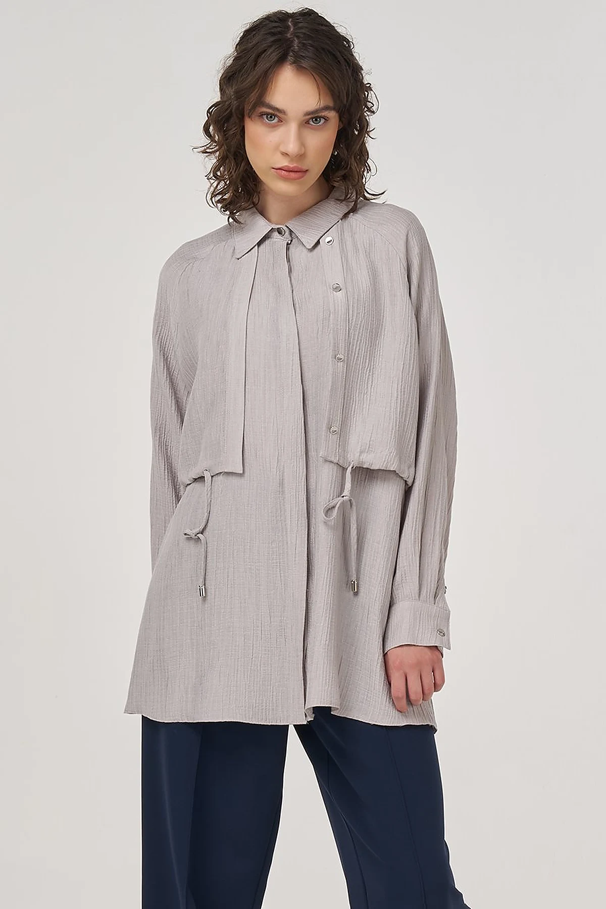 Lyocell Blouse with Allergy Detail in Gray