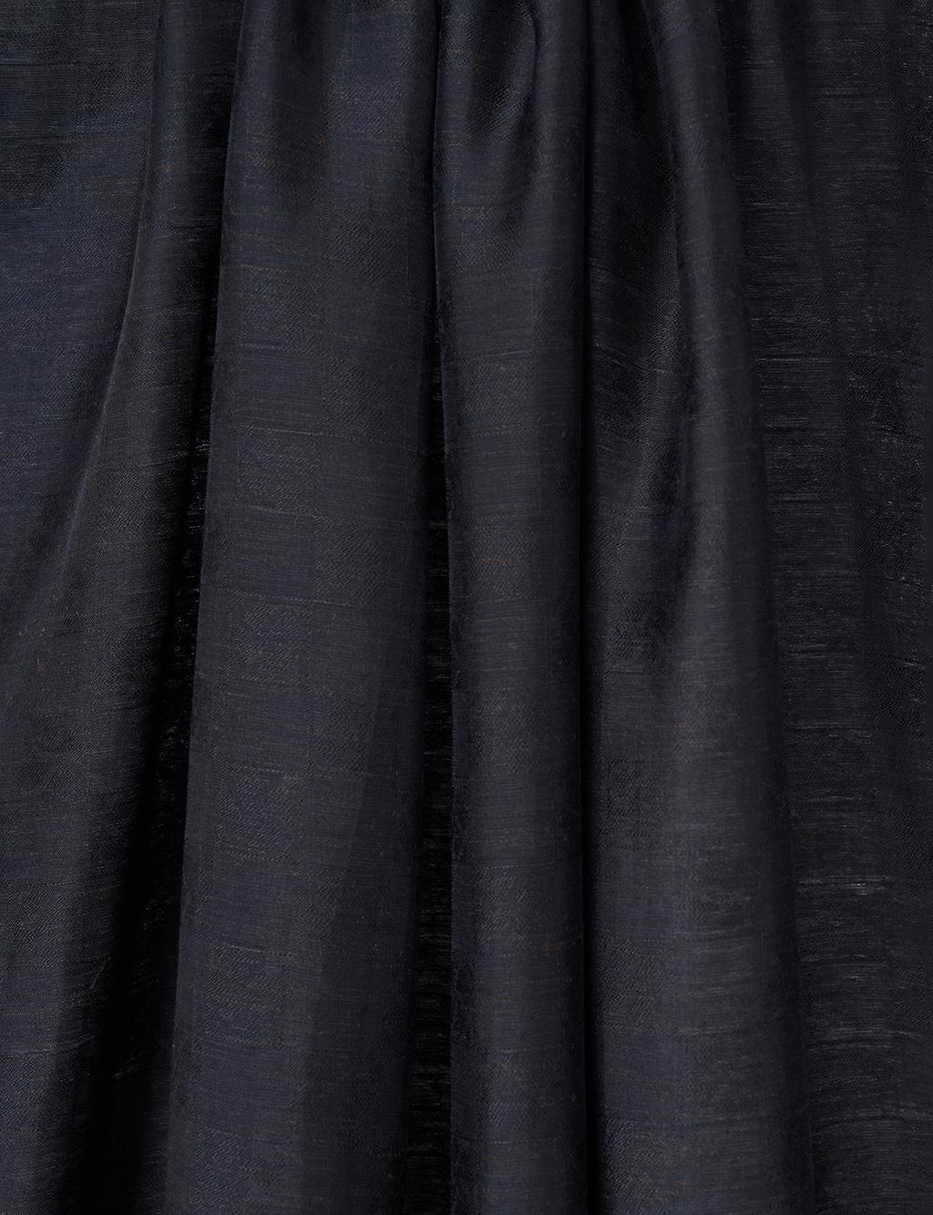 Cupra Lyocell Shawl with Monogram and Signature Detail in Black