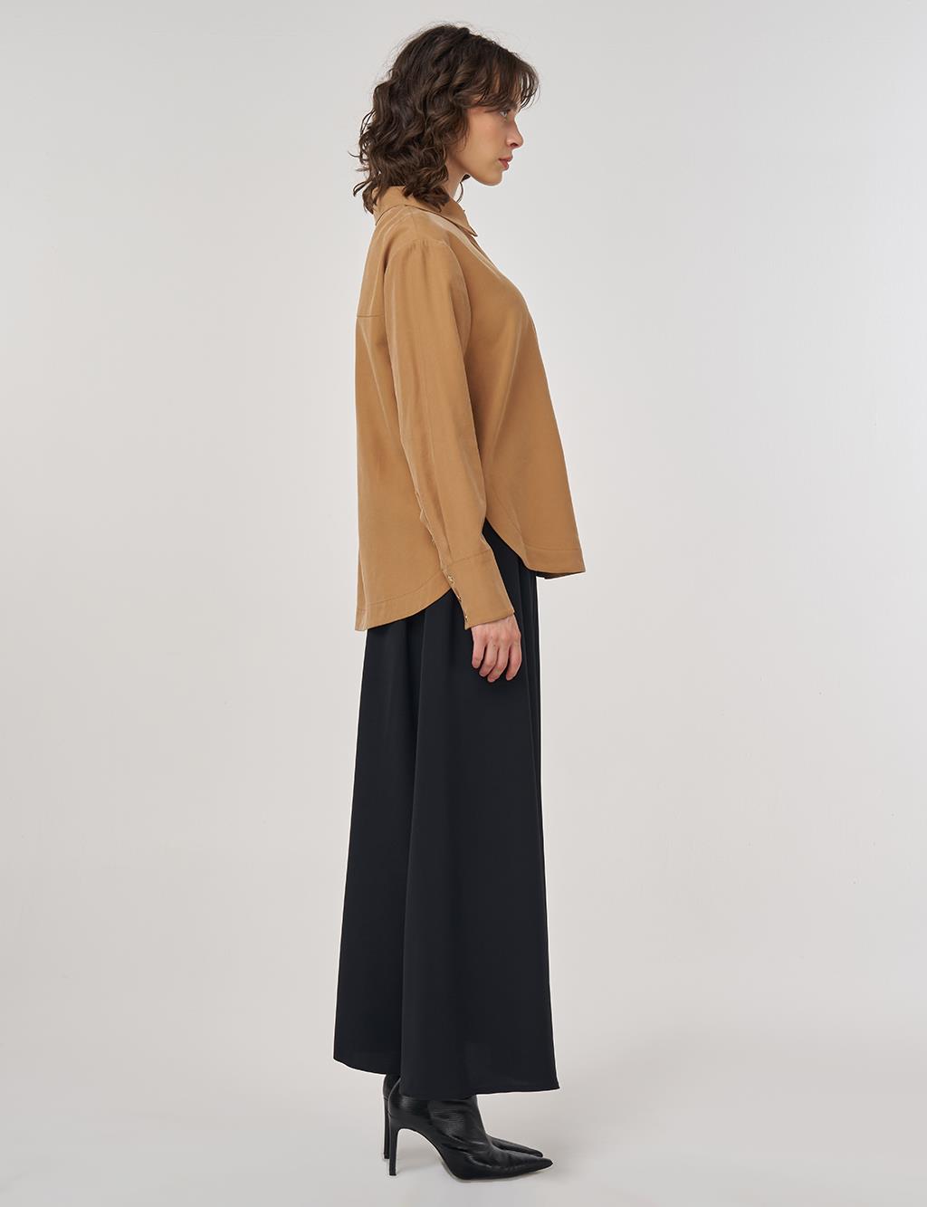 Hidden Placket Rayon Blouse in Tobacco
