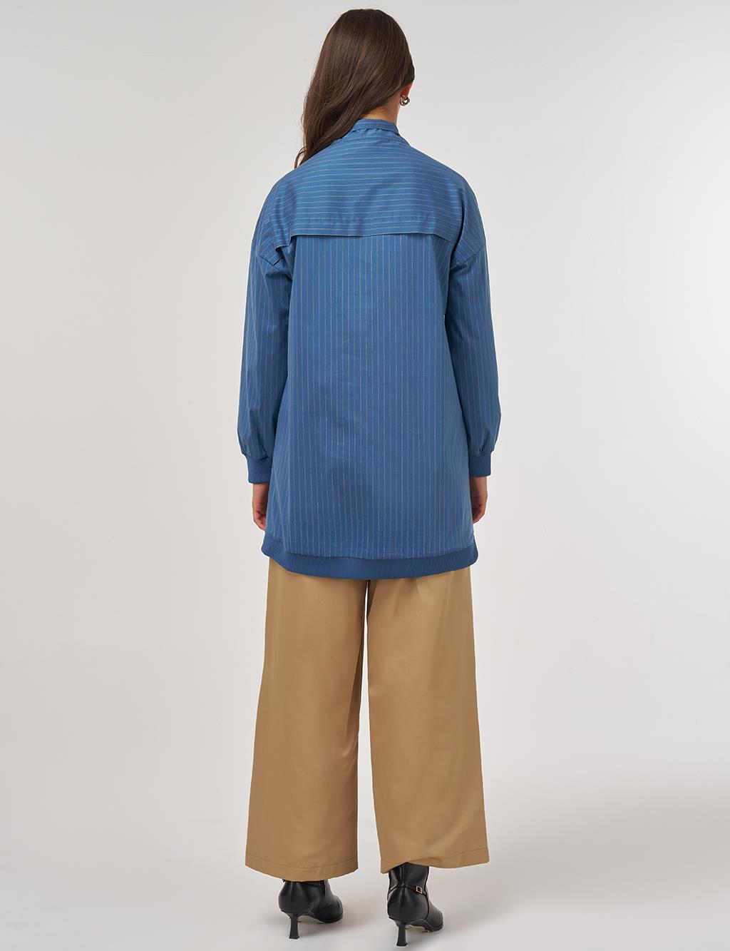 Cotton Tunic with Zipper Detail in Indigo