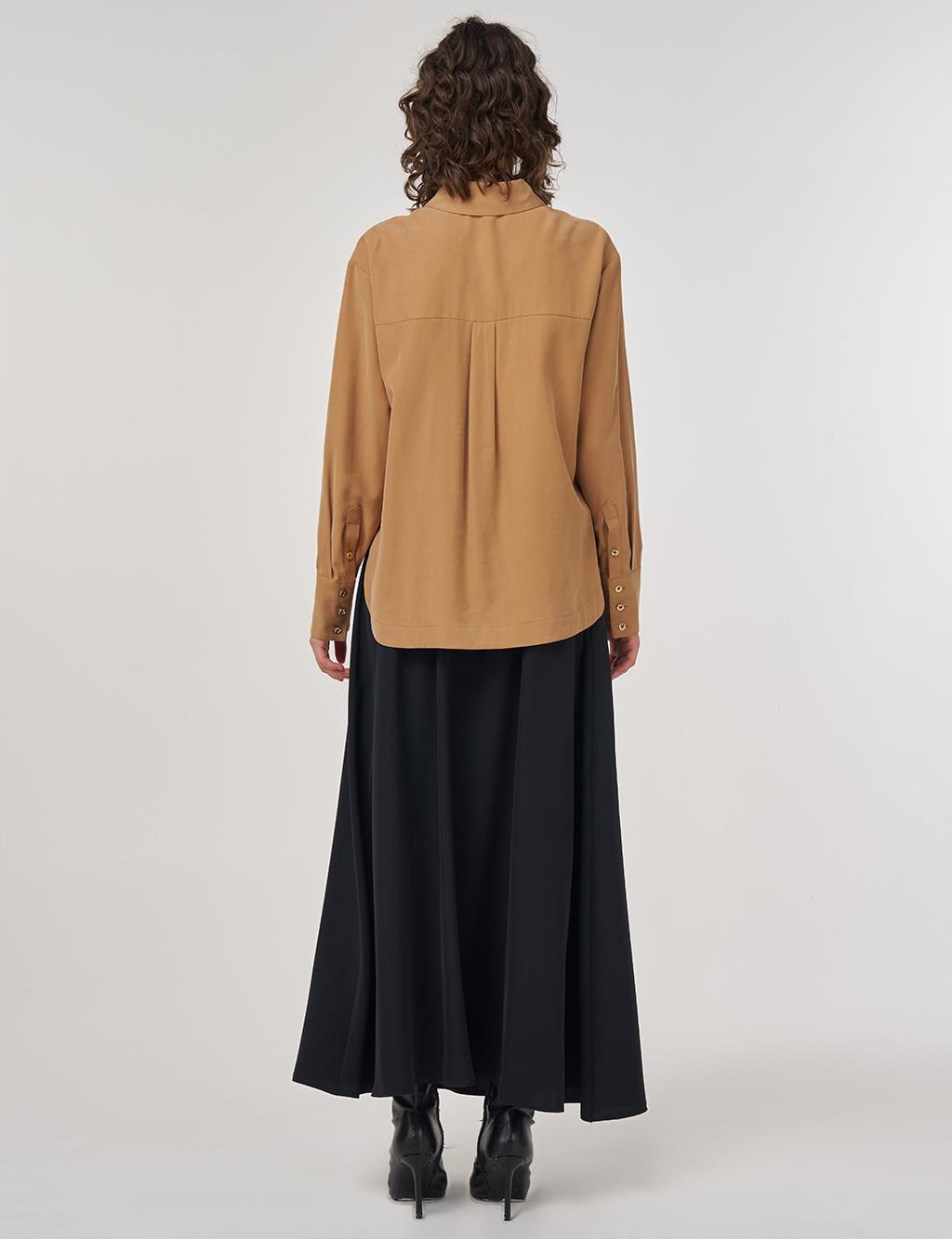 Hidden Placket Rayon Blouse in Tobacco