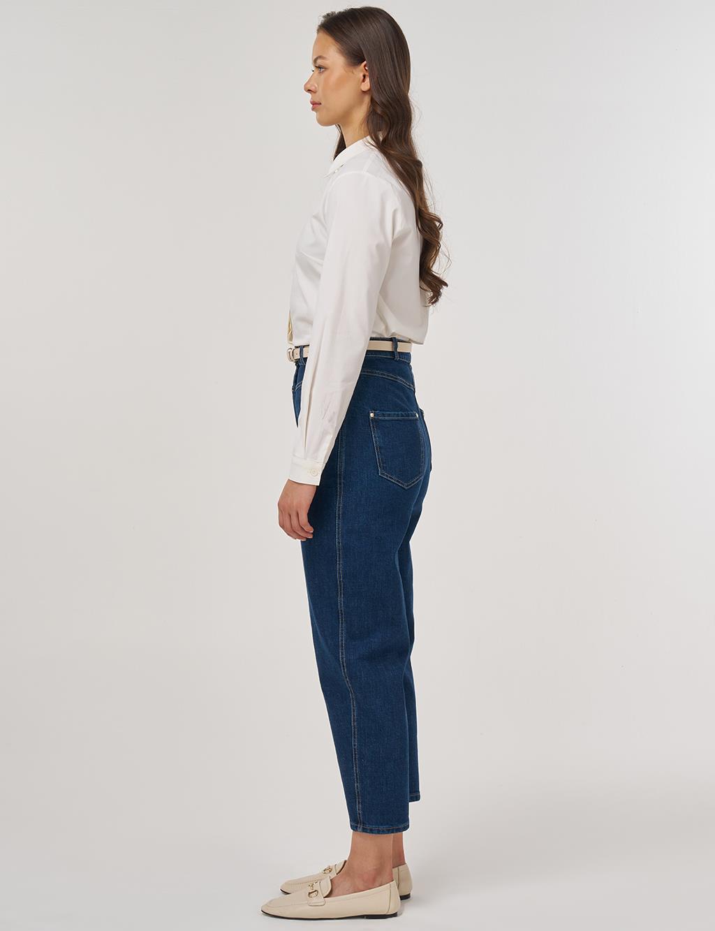High-Waist Carrot Cut Denim Pants Blue