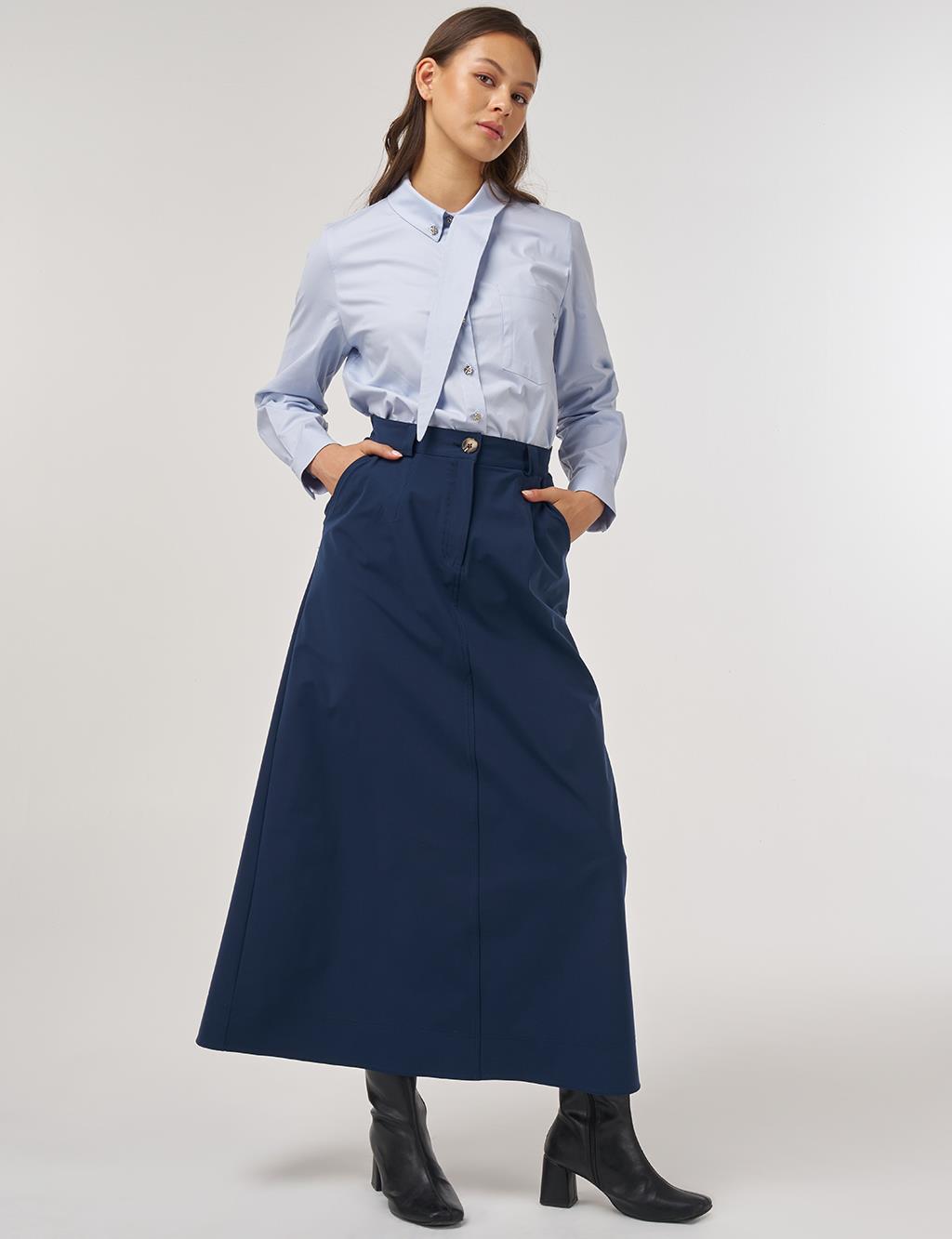 Zippered Pocket Skirt in Dark Navy
