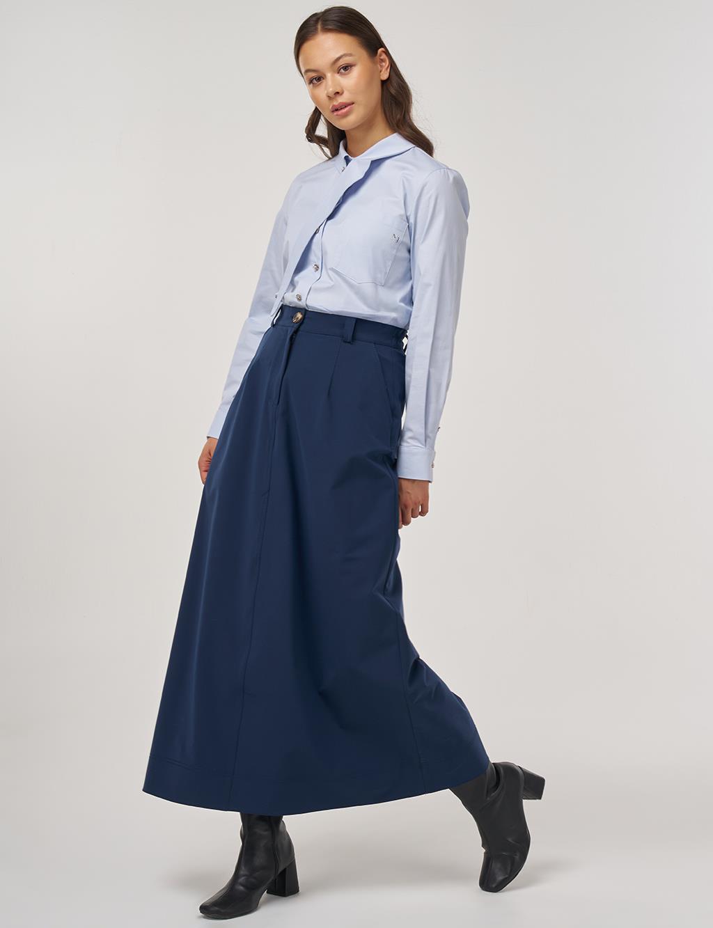 Zippered Pocket Skirt in Dark Navy
