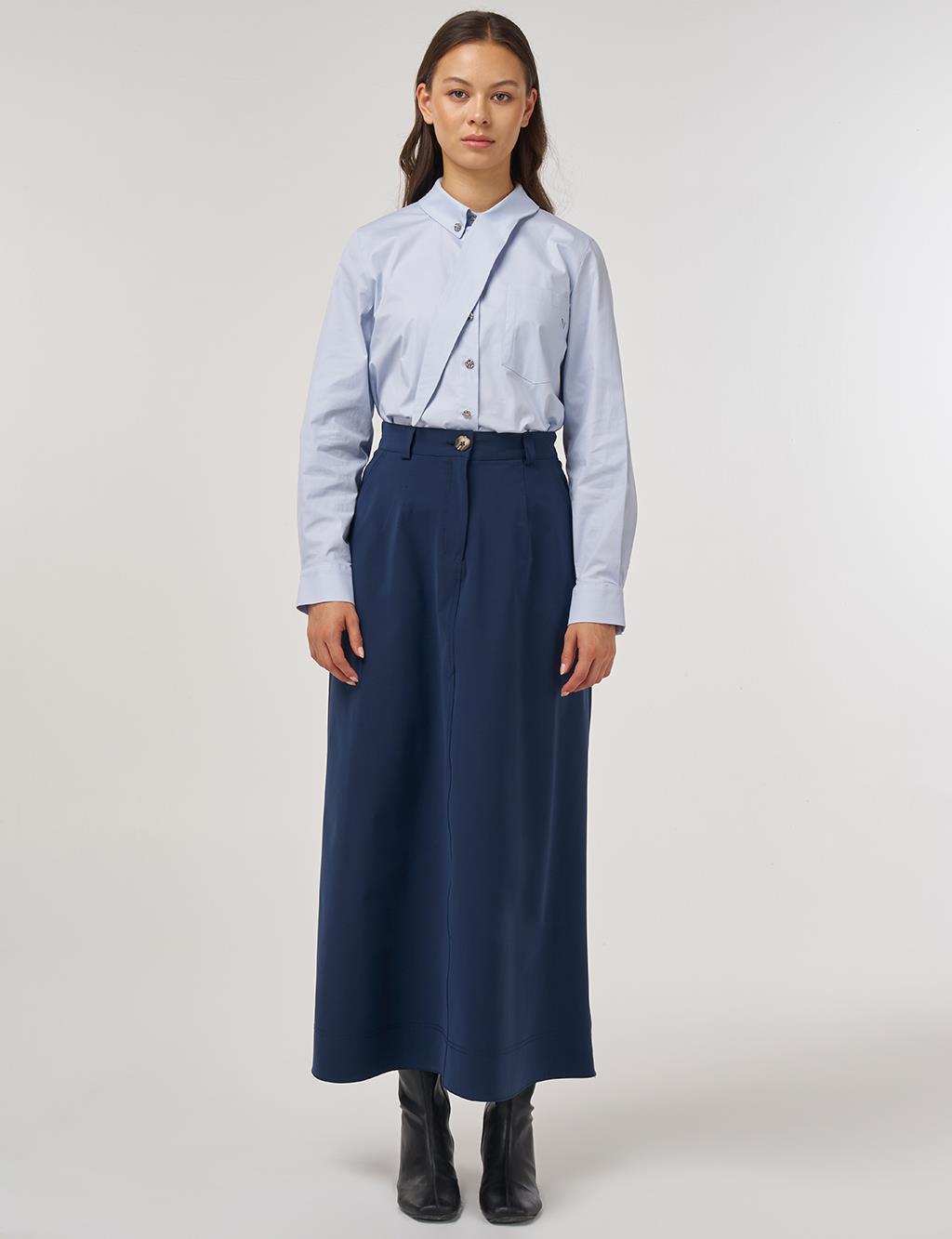 Zippered Pocket Skirt in Dark Navy