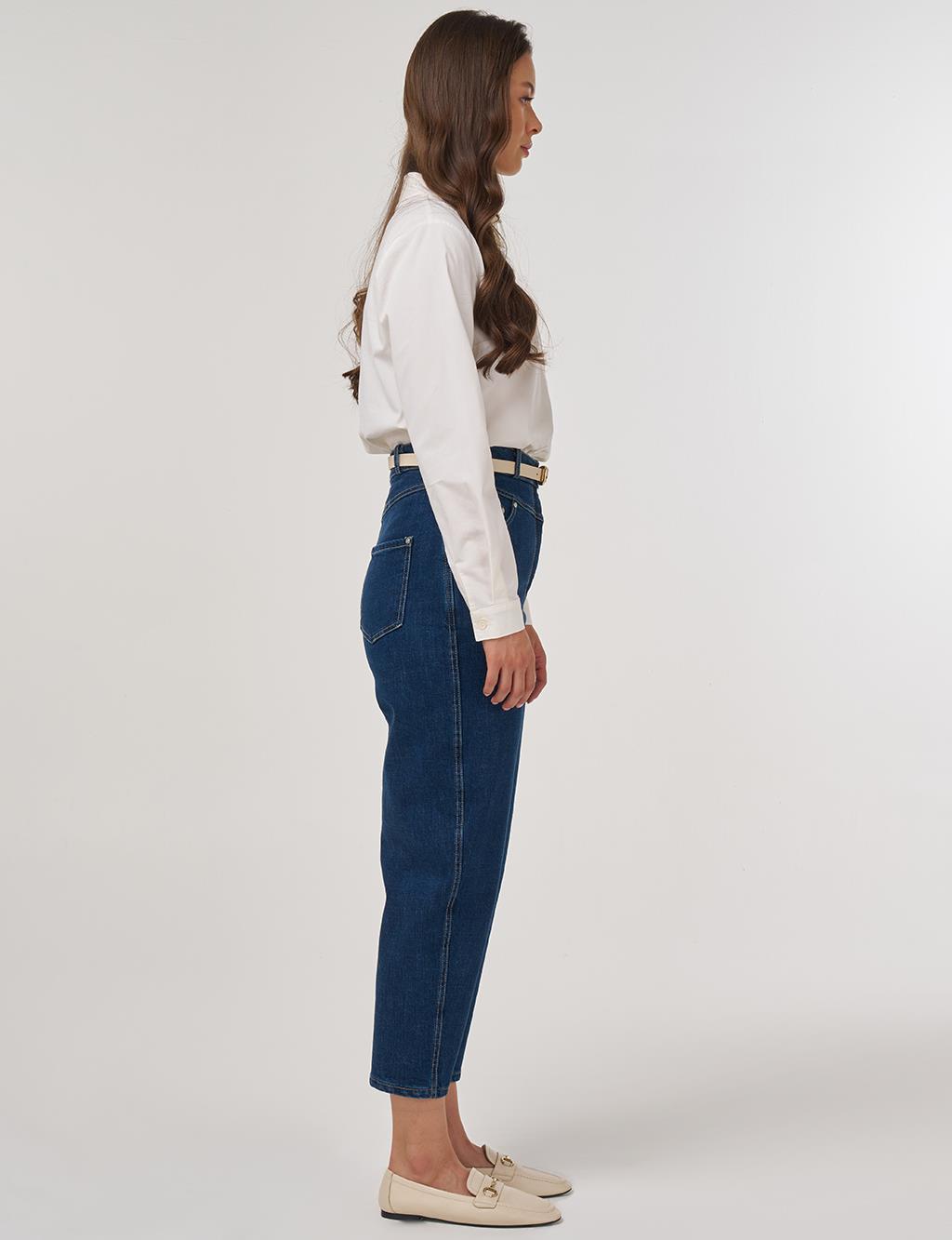 High-Waist Carrot Cut Denim Pants Blue