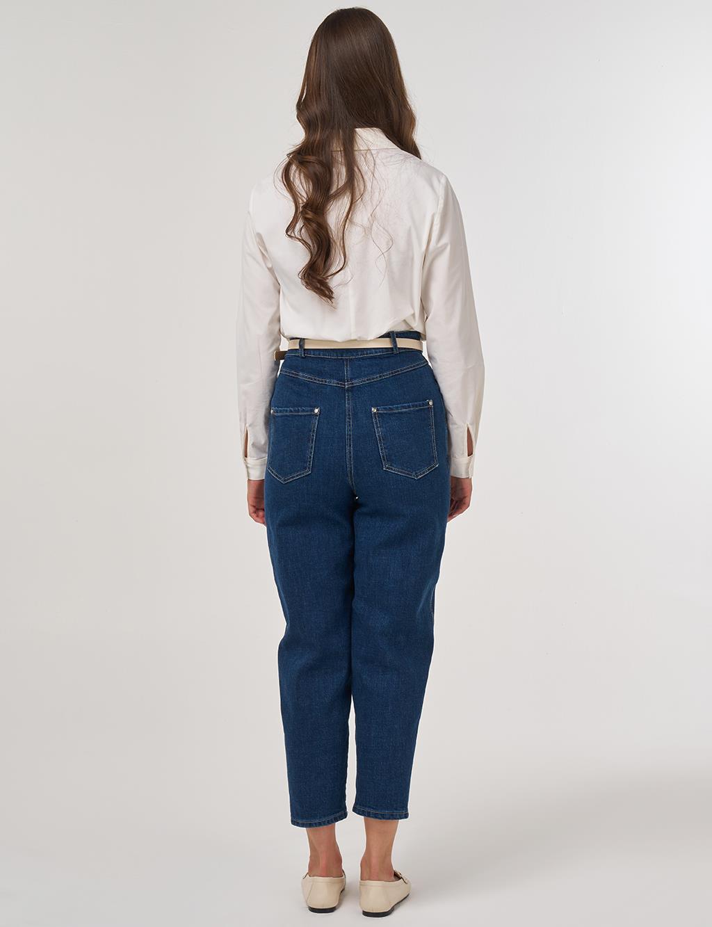 High-Waist Carrot Cut Denim Pants Blue