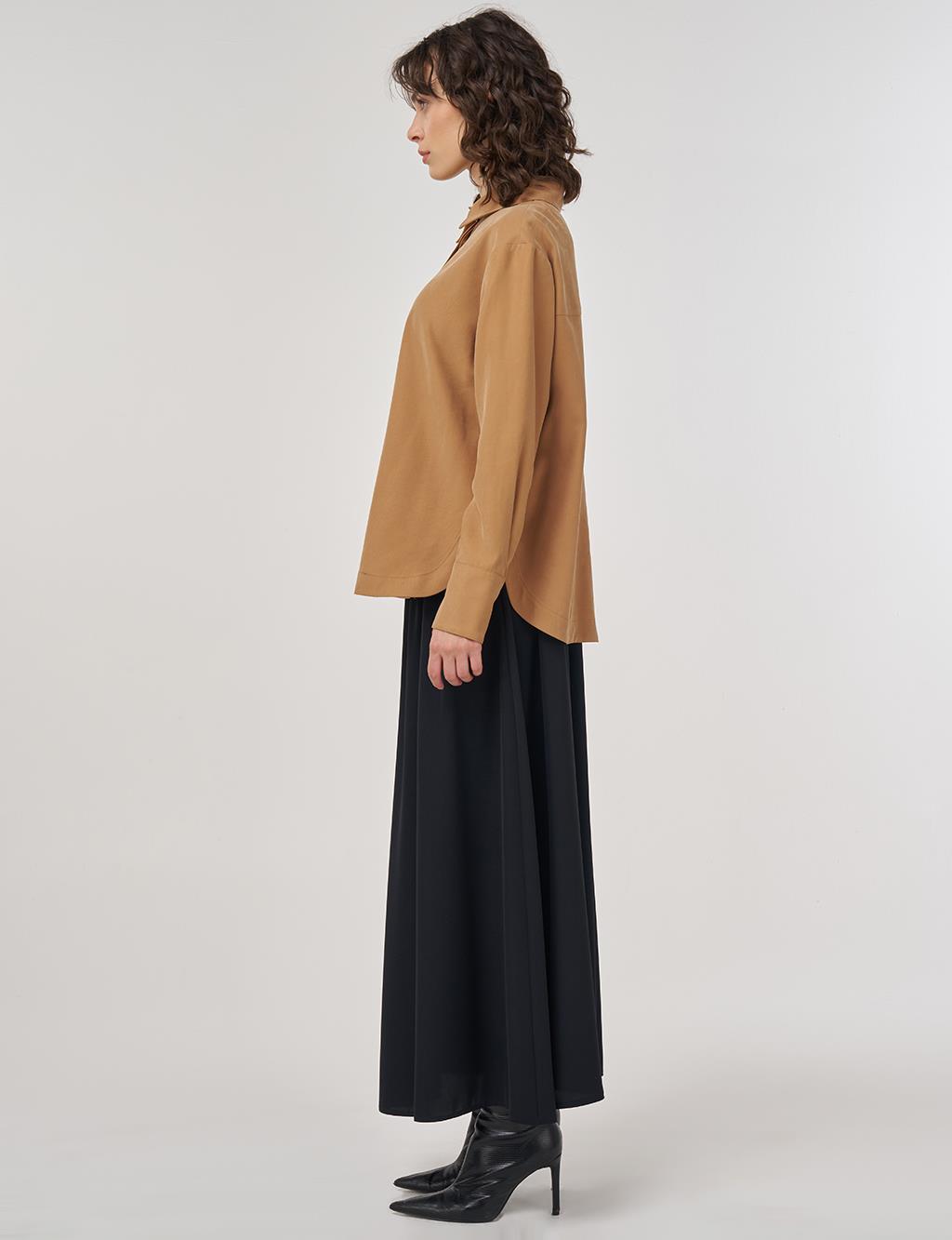 Hidden Placket Rayon Blouse in Tobacco