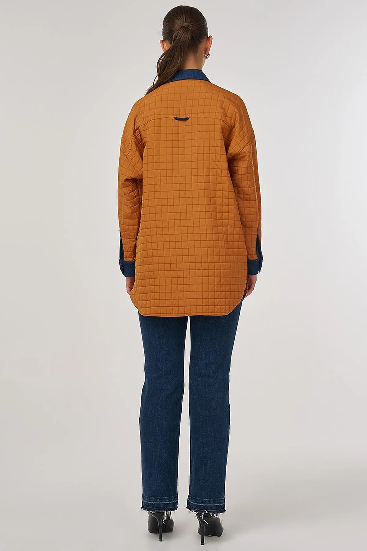 Quilted Denim Collar Tunic in Pumpkin
