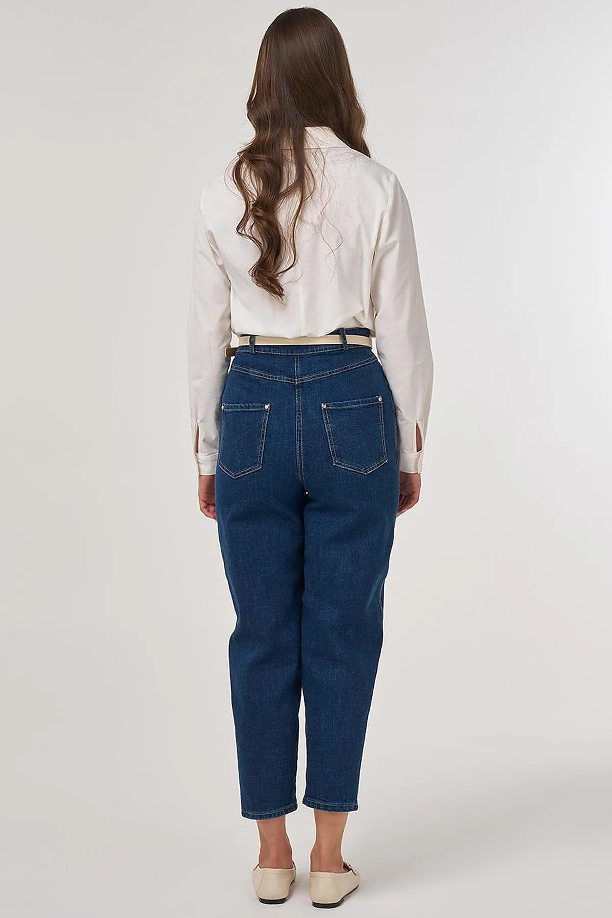 High-Waist Carrot Cut Denim Pants Blue