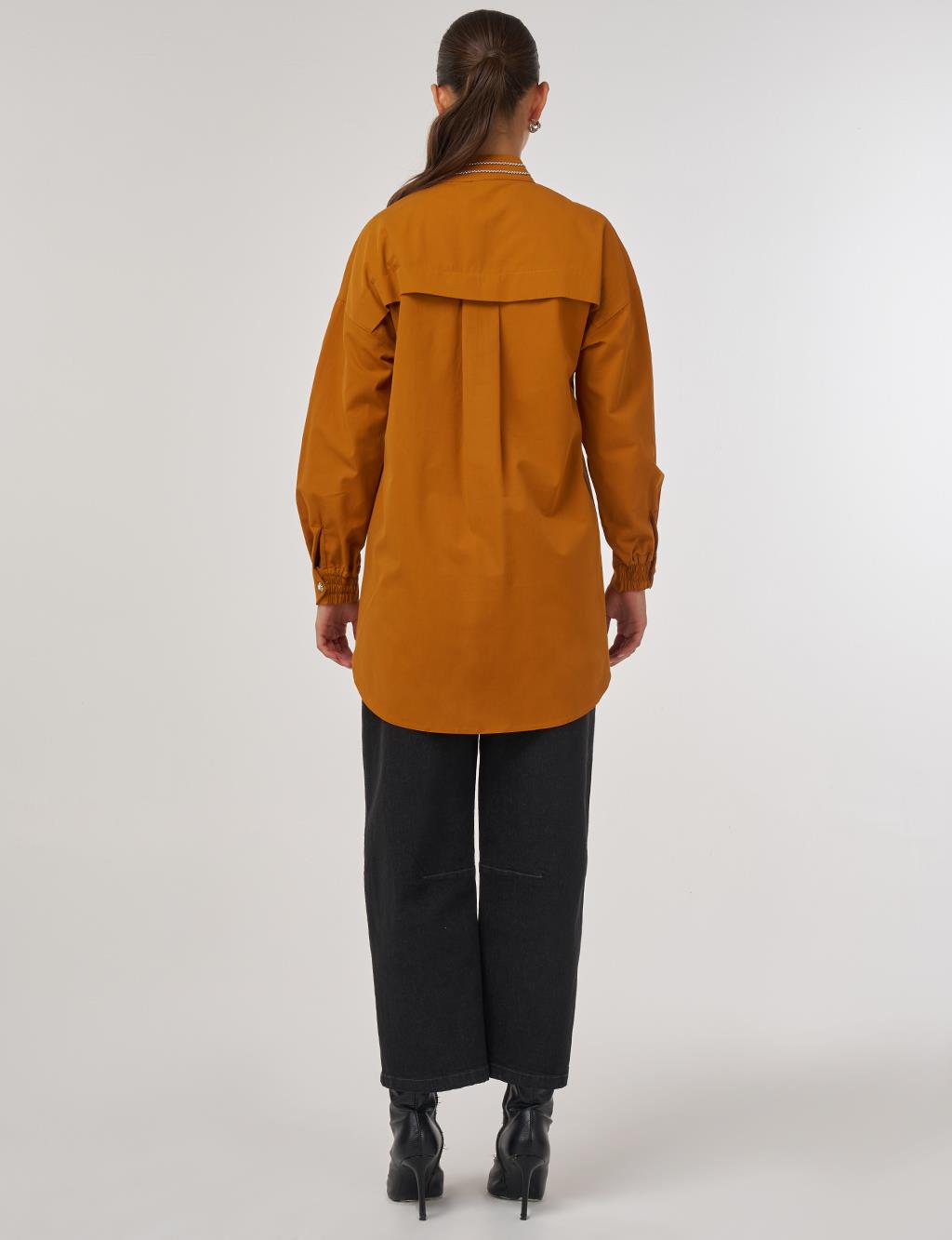 100% Cotton Tunic with Bead Embroidery Pumpkin