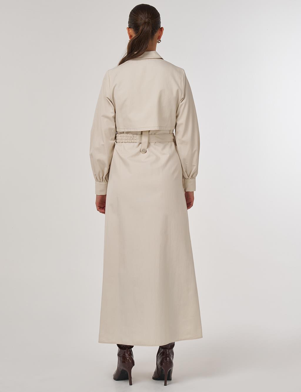 Belted Shirt Dress Cream