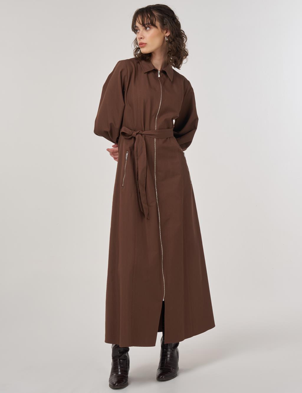 Belted Shirt Dress Cocoa