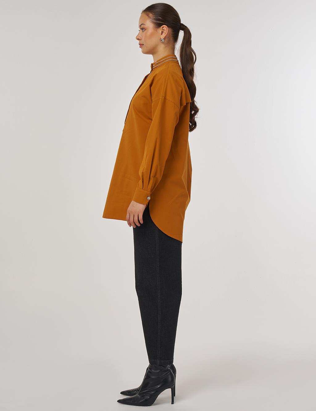 100% Cotton Tunic with Bead Embroidery Pumpkin