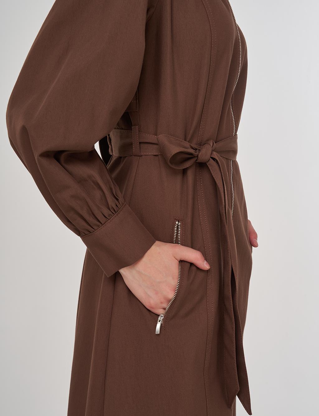 Belted Shirt Dress Cocoa