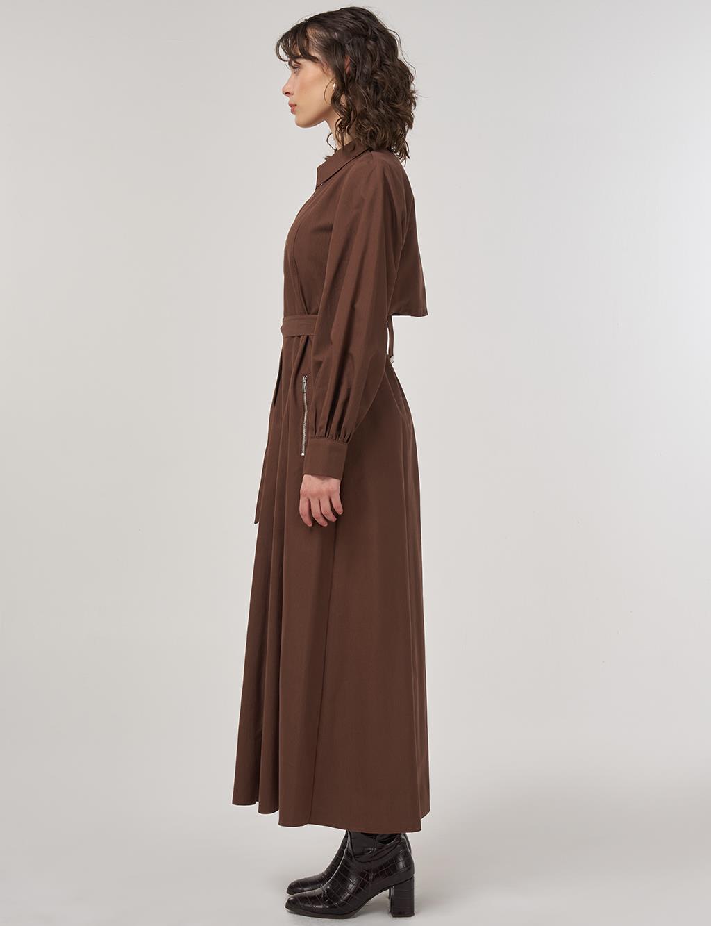 Belted Shirt Dress Cocoa
