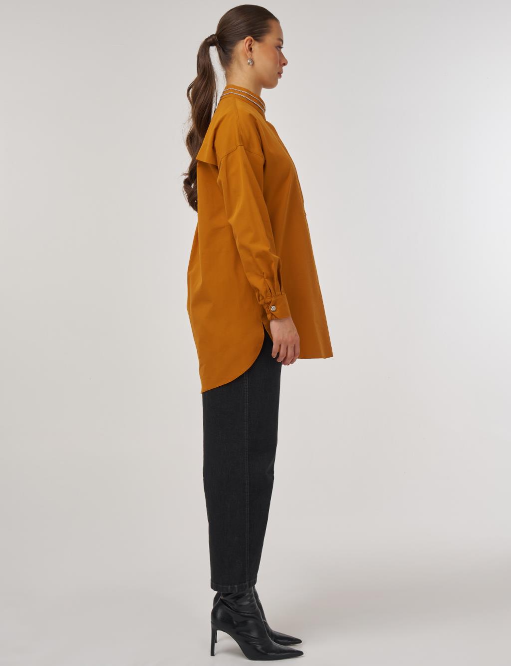 100% Cotton Tunic with Bead Embroidery Pumpkin