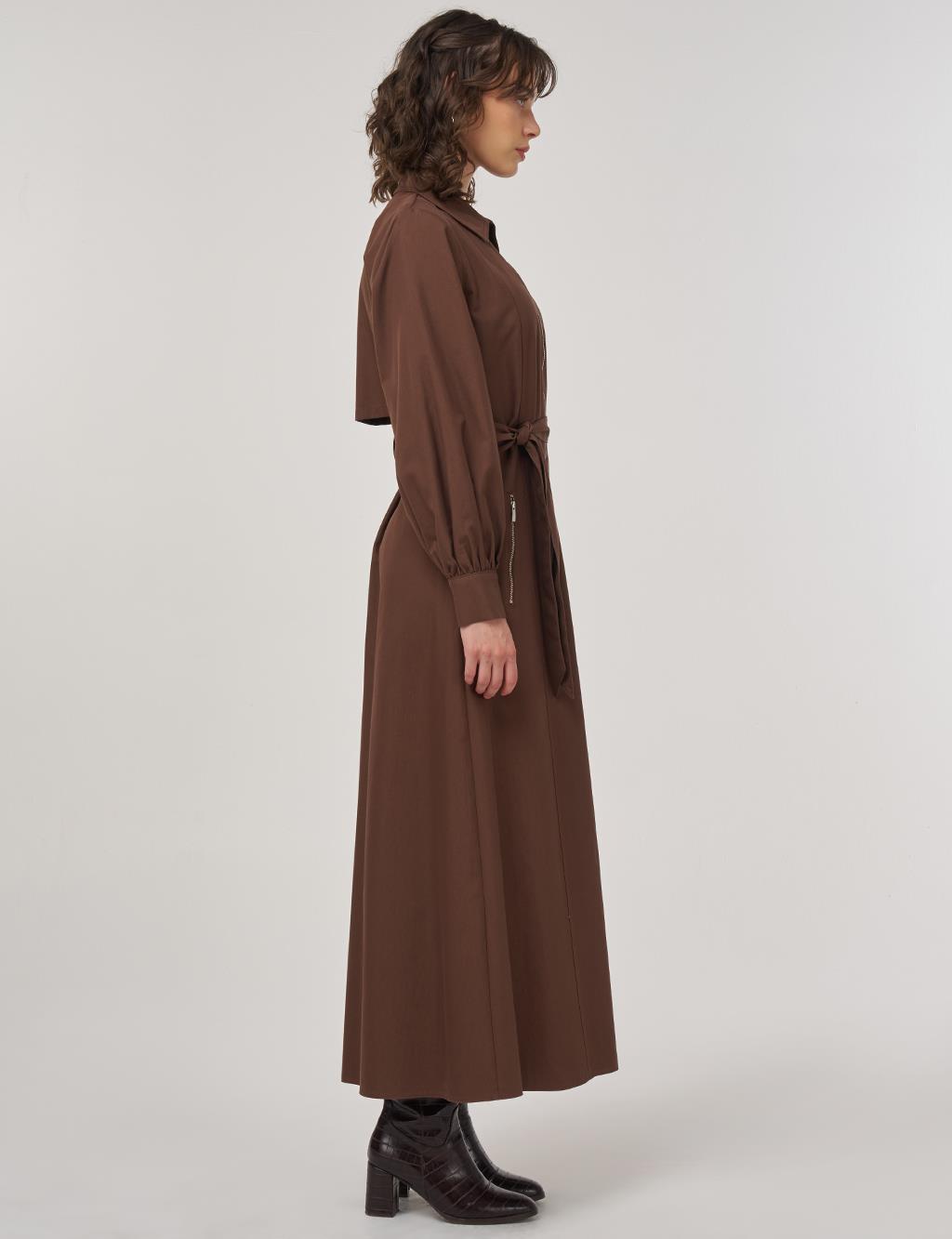 Belted Shirt Dress Cocoa