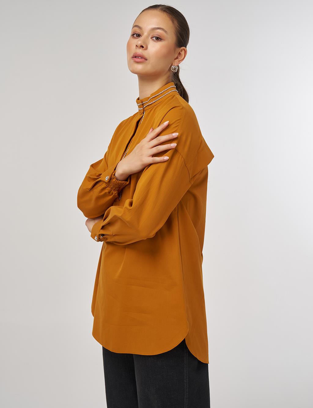 100% Cotton Tunic with Bead Embroidery Pumpkin