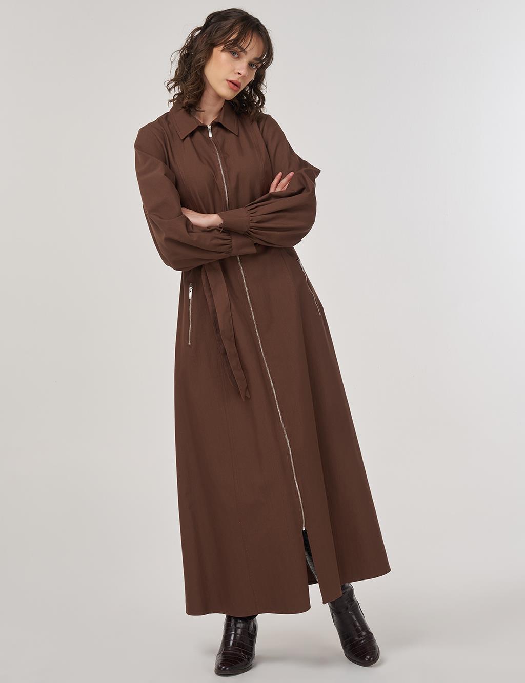 Belted Shirt Dress Cocoa