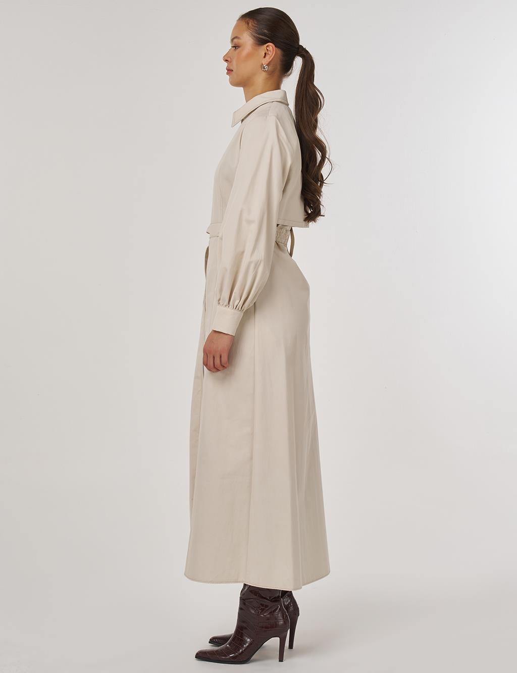Belted Shirt Dress Cream