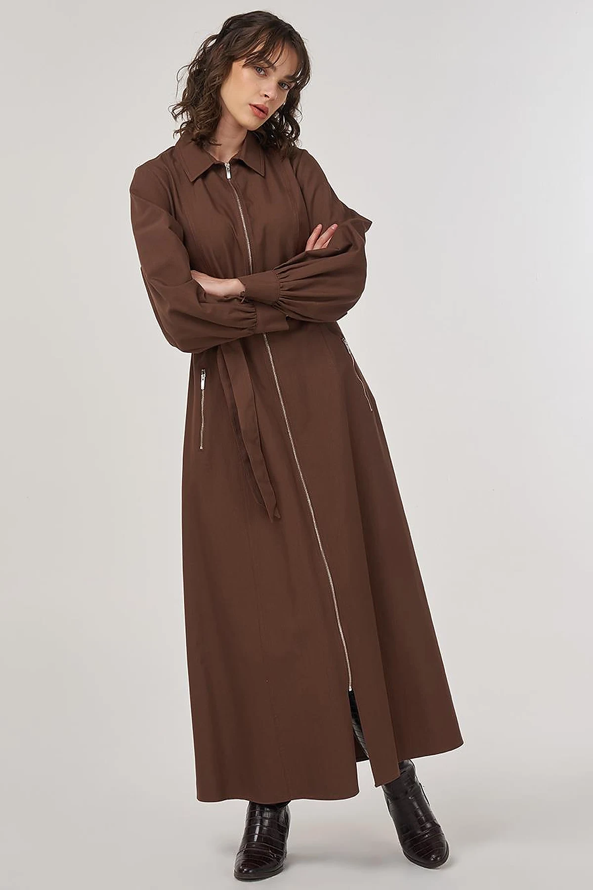 Belted Shirt Dress Cocoa