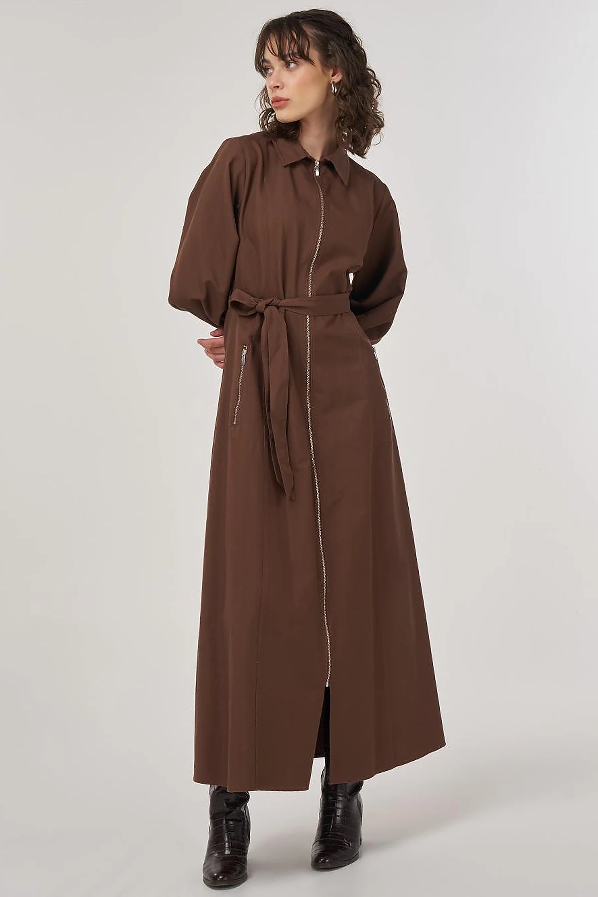 Belted Shirt Dress Cocoa